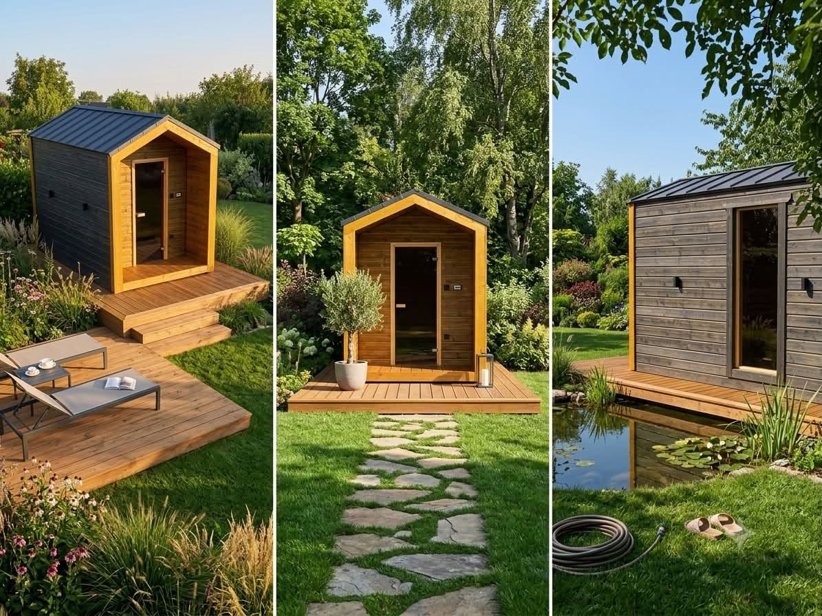 Sauna ogrodowa prezentowana przez Trzy Belki